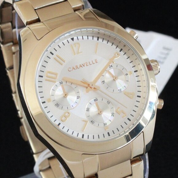 Caravelle Ladies Chronograph By Bulova Champagne Dial 36mm - Picture 8 of 12